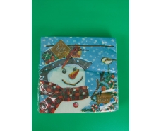 Салфетки бумажнае новогодние(ЗЗхЗЗ, 18шт)"Добрый снеговик" Luxy (1 пачка)
