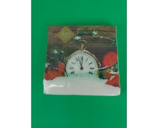 Салфетки бумажнае новогодние(ЗЗхЗЗ, 18шт)"Праздничные часы" Luxy (1 пачка)