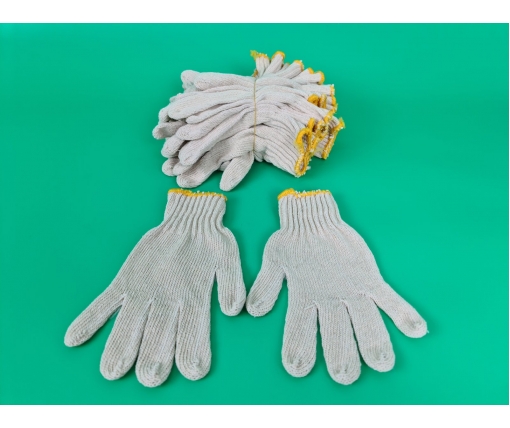 Хозяйственные перчатки плотные Х/Б  белые Китай (10 пар)