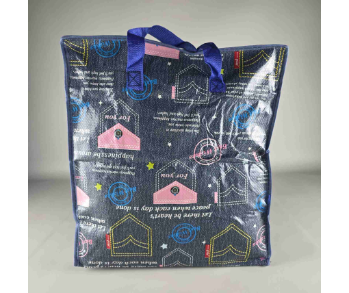 Сумка хозяйственная на змейке , полипропиленовая,  с цветным рисунком  №1 Рисунок-Клетка (34x40x20) (1 шт)