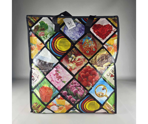 Сумка хозяйственная на змейке , полипропиленовая,  с цветным рисунком  №3 Рисунок-Буквы (44x50x25) (1 шт)