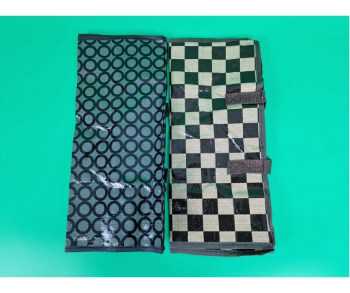 Сумка хозяйственная , полипропиленовая,  с цветным рисунком  №4 Шахматы+круги (55x48x27) (1 шт)