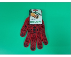 Хозяйственные перчатки плотные 10кл/3н красная с пвх покрытием "Doloni  (10 пар)