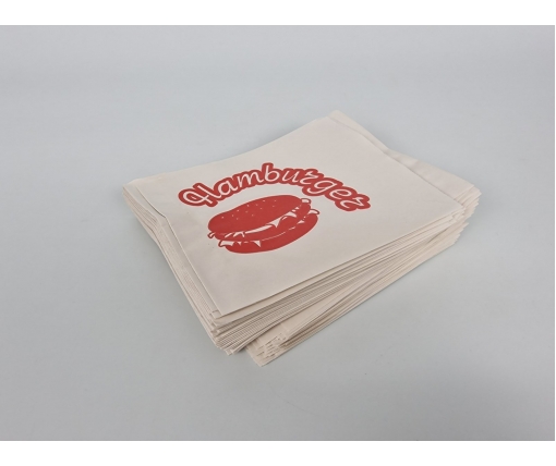  Пакет бумажный "гамбургер "12см*17см белые с надписью 100 штук (100 шт)