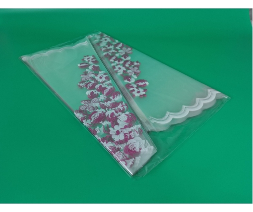 Упаковка конус под цветы h60/14низ/56верх(100шт) Розовые цветы 170 (2) (100 шт)