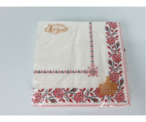 Бумажная двухслойная салфетка (ЗЗхЗЗ, 16шт)  La Fleur Розовый платок (1311) (1 пачка)