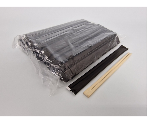 Палочки для суши бамбуковые в черной бумажной индивидуальной упаковке 210 мм d=4,2 мм 100 шт/уп (30 уп/ящ) (1 пачка)