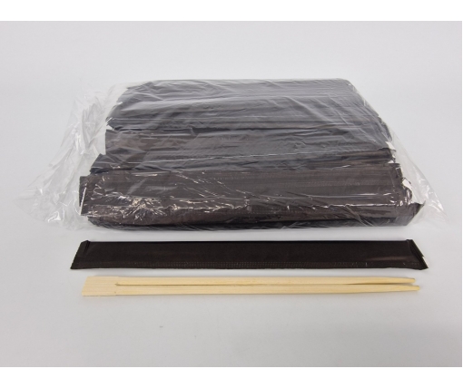 Палочки для суши бамбуковые в черной бумажной индивидуальной упаковке 230 мм d=4,2 мм 100 шт/уп (30 уп/ящ) (1 пачка)