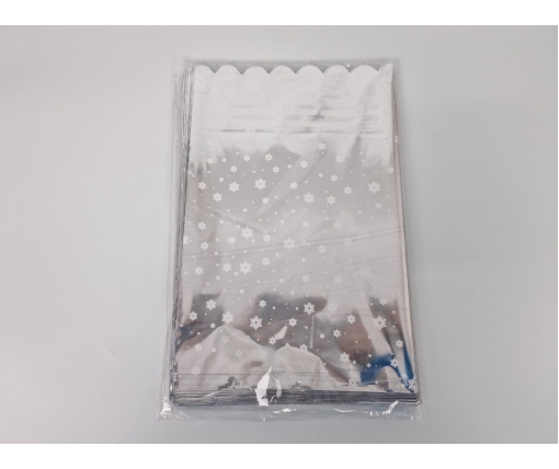 Пакет с рисунком для упаковки подарков   (25*40) №91 фольгированный "Снежинка" (100 шт)