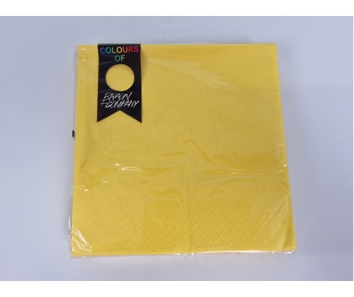 Салфетки бумажные однотонные (ЗЗхЗЗ, 20шт) Luxy Желтый Б-ком (1 пачка)