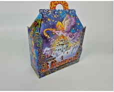 Новогодняя подарочная картонная упаковка для конфет (1000-1200грм ) З Різдвом! №201 (1 шт)