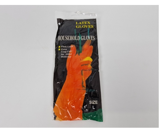 Перчатки хозяйственные резиновые латексные "LATEX GLOVES" (размер L) (1 пачка)