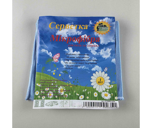 Cалфетка Микрофибра для стекла и зеркала Супер Торба  (1 шт)