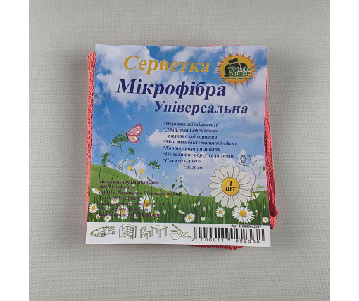 Cалфетка Микрофибра универсальная 30*30 красная Супер Торба  (1 шт)