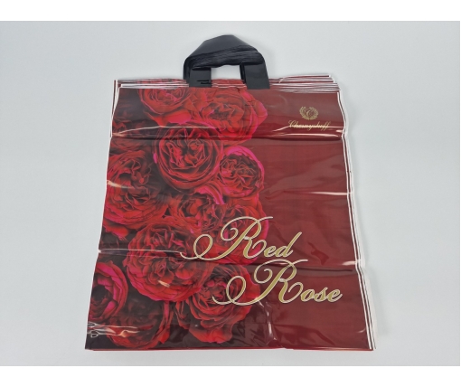 Пакет с петлевой ручкой 40*42 "Розы на красном Ренпако (25 шт)