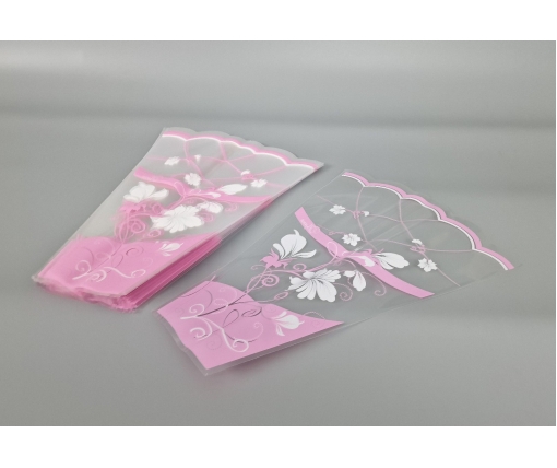 Упаковка конус под цветы h40/10низ/30верх"Весна" розовый (100 шт) 160 (7) (100 шт)