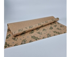 Рулон 8 м бумага подарочная с печатью (38) для цветов (h680) Крафт №2 (1 шт)