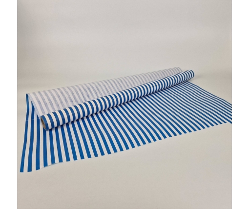 Рулон 8 м бумага подарочная с печатью (38) для цветов (h680) Полосы №2 Синий (1 шт)