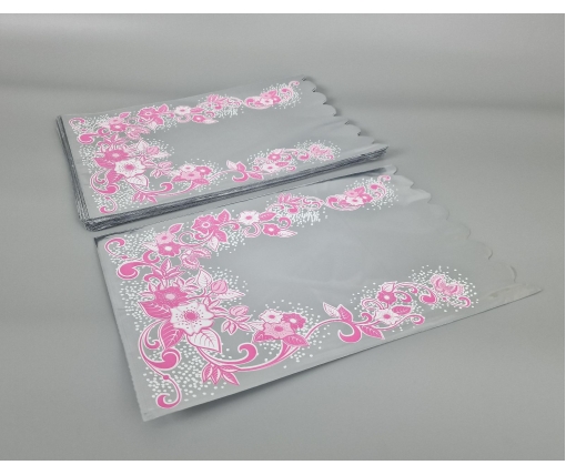 Пакет с рисунком для упаковки подарков   (25*40) №427 (1) фольгированный (ажурный) "Розовый узор" (100 шт)