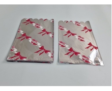 Пакет с рисунком для упаковки подарков   (20*35) №421 (3) фольгированный (ажурный) "Красный Бант" (100 шт)