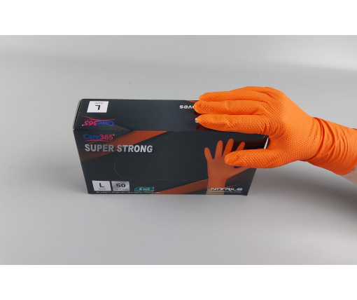 Перчатки нитриловые суперпрочные 50 шт. хозяйственные, размер L ORANGE "CARE 365" (1 пачка)