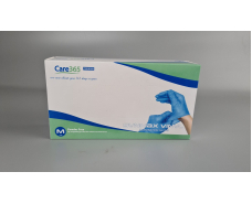 Перчатки Винил Синие  (100шт) размер M "CARE 365" (1 пачка)