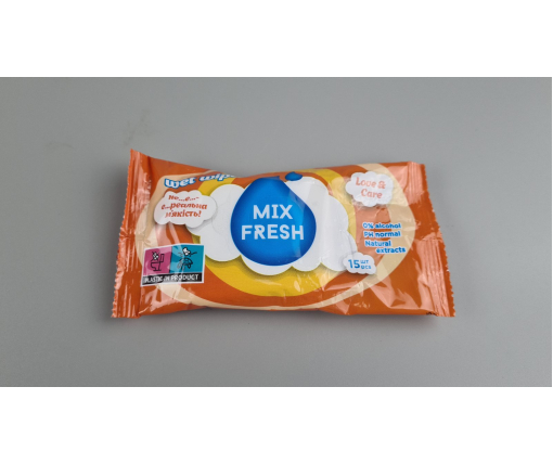 ᐉ Влажная салфетка  15 шт WET WIPES MIX FRESH ОРАНЖЕВАЯ (1 пачка)