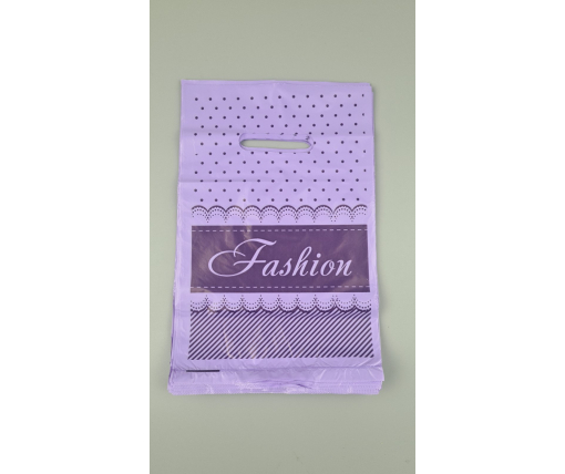 Пакеты с вырубной ручкой (20*30)"Fashion полоска  фиолетовый (100 шт)