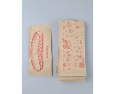 Пакет бумажный крафт бурий Уголок 90х0х210, 50г/м2, печать ХОТ ДОГ (100 шт)