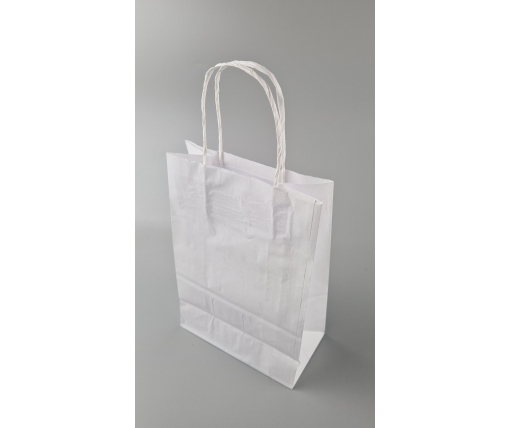 Пакет с ручками бумажный крафт белый 170х90х240, 70г/м2 (25 шт)