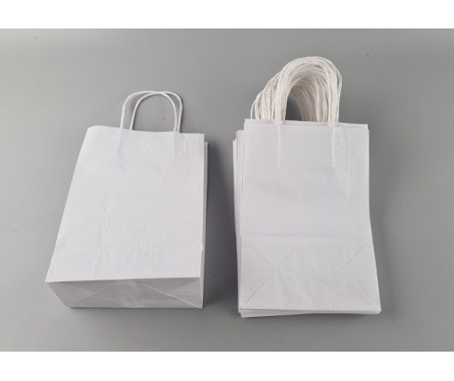 Пакет с ручками бумажный крафт белый 170х90х240, 70г/м2 (25 шт)