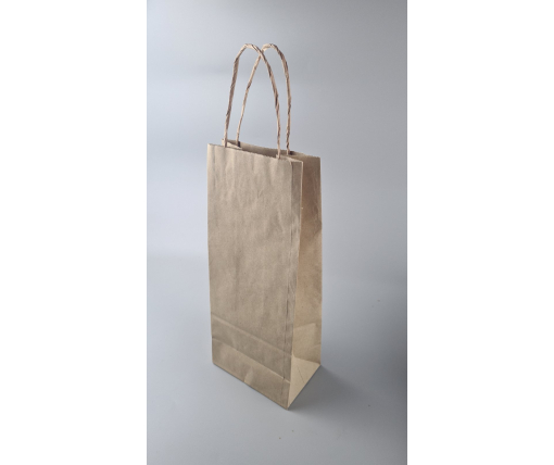 Пакет с ручками бумажный крафт бурий 150х100х360, 90г/м2 (25 шт)