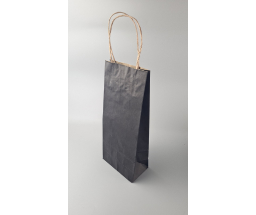 Пакет с ручками бумажный крафт бурий 150х90х360, 80г/м2, печать ЦВЕТ ЧЕРНЫЙ (25 шт)