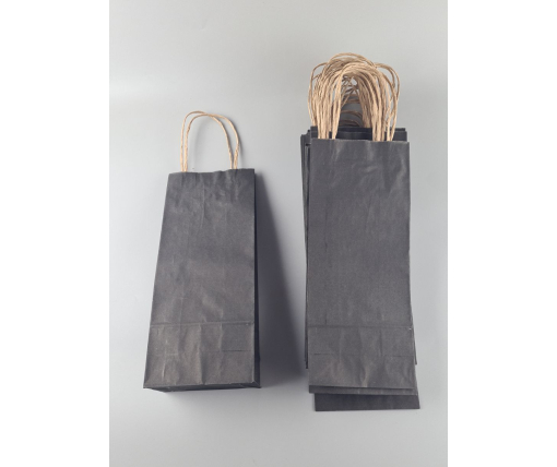 Пакет с ручками бумажный крафт бурий 150х90х360, 80г/м2, печать ЦВЕТ ЧЕРНЫЙ (25 шт)