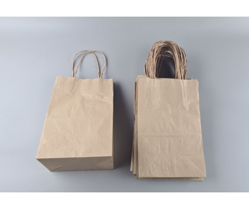 Пакет с ручками бумажный крафт бурий 180х120х280, 50г/м2 (25 шт)