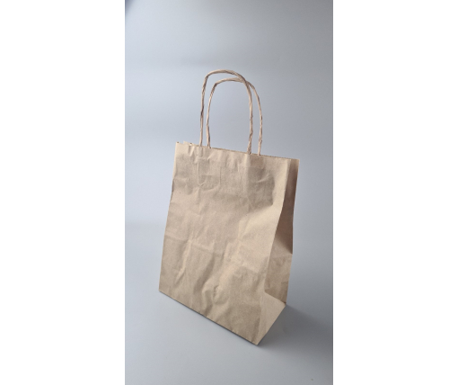 Пакет с ручками бумажный крафт бурий 220х120х290, 50г/м2 (25 шт)