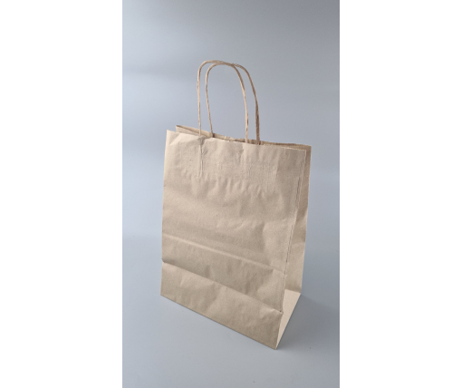 Пакет с ручками бумажный крафт бурий 260х150х350, 70г/м2 (25 шт)