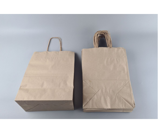 Пакет с ручками бумажный крафт бурий 260х150х350, 70г/м2 (25 шт)