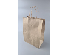 Пакет с ручками бумажный крафт бурий 260х150х350, 90г/м2 (25 шт)