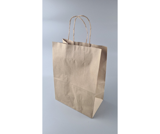 Пакет с ручками бумажный крафт бурий 260х150х350, 90г/м2 (25 шт)