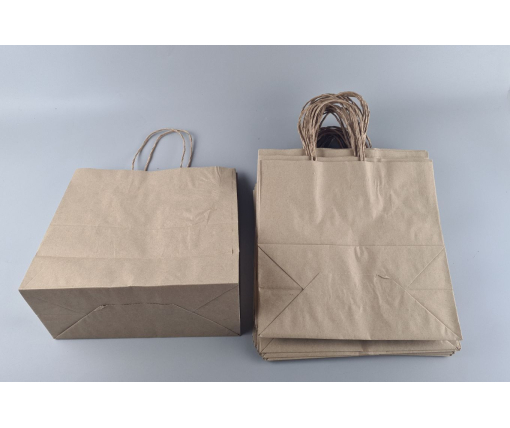 Пакет с ручками бумажный крафт бурий 310х150х300, 80г/м2 (25 шт)