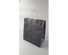 Пакет с ручками бумажный крафт бурий 310х200х350, 80г/м2, печать цвет ЧЕРНЫЙ (25 шт)