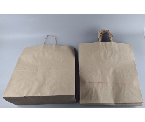 Пакет с ручками бумажный крафт бурий 400х200х420, 110г/м2 (25 шт)