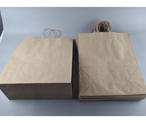Пакет с ручками бумажный крафт бурий 400х200х500, 110г/м2 (25 шт)