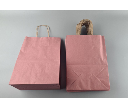 Пакет с ручками бумажный крафт Розовый 260х150х350, 80г/м2 (25 шт)