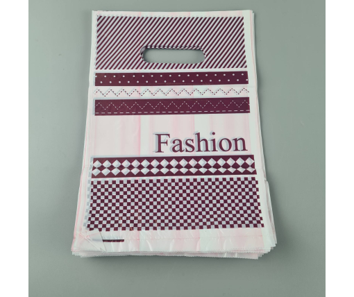 Пакеты с вырубной ручкой (20*30)""Fashion с кубиками бордовый (100 шт)