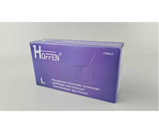 Перчатки Нитрил Кобальтовый (100шт) размер L "HOFFEN" (1 пачка)