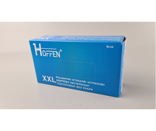 Перчатки Нитрил ГОЛУБЫЕ(100шт) розмер XXL "HOFFEN" (1 пачка)