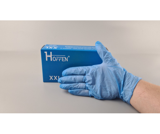 Перчатки Нитрил ГОЛУБЫЕ(100шт) розмер XXL "HOFFEN" (1 пачка)
