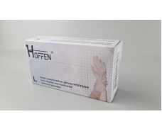 Перчатки Винил прозрачные (100шт) размер L "HOFFEN" (1 пачка)